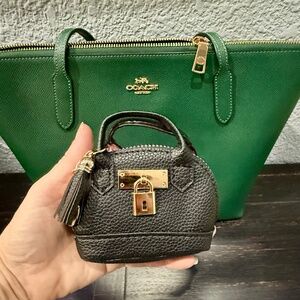 NEW Mini Keychain Handbag with Tassel and Keychain Coin Purse - BLACK